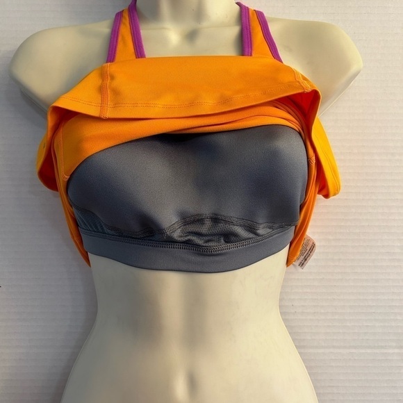 Nike Dri Fit fitted razor back Tank Top in orange and purple Size Small B4 - Picture 3 of 7